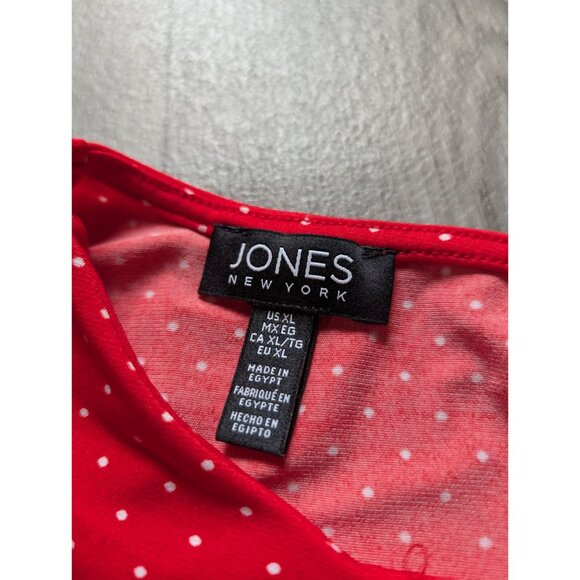 Jones New York Red Sleeveless Polka Dot Pleated Blouse Womens XL Lightweight Top - Picture 5 of 7